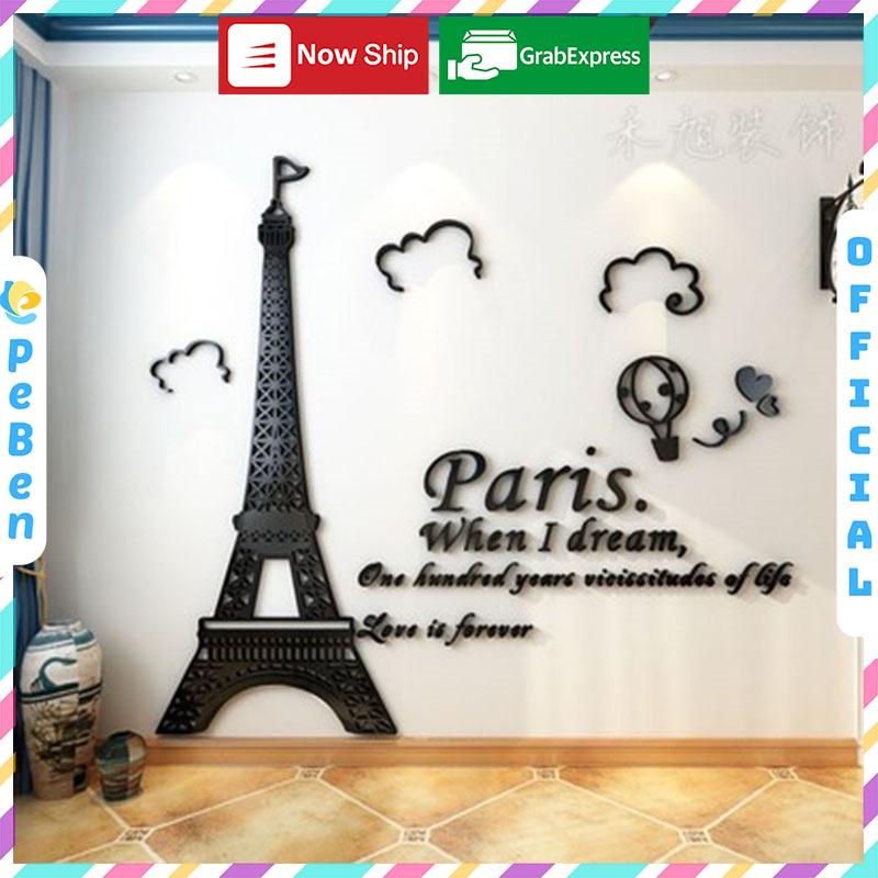 Tranh dán tường mica 3d decor khổ lớn tháp apphen, tranh trang trí phòng khách, phòng ngủ, spa, nail Nhiều Size - EPeBen