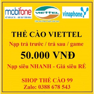 Thẻ cào viettel 50k siêu rẻ