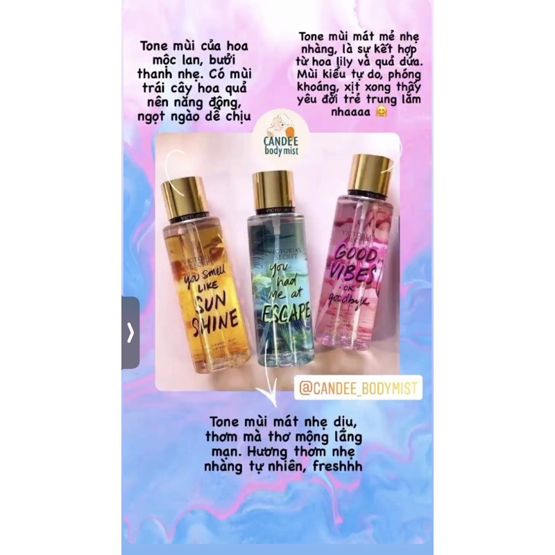 Body mist xịt thơm Victoria’s Secret 250ml dòng Let's Get Away