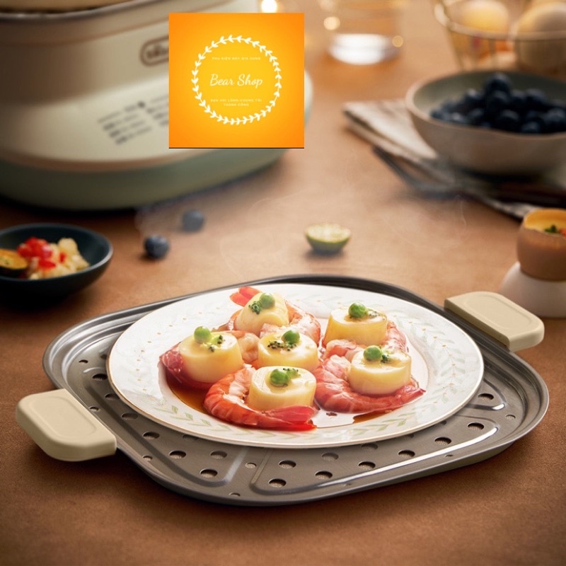 Nồi hấp 2 tầng tự động khay inox hãng BEAR dành cho 3-4 người