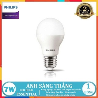 BÓNG ĐÈN LED BULB PHILIPS ESSENTIAL 7W E27 A60 ( TIẾT KIỆM ĐIỆN NĂNG - 2 MÀU ÁNH SÁNG LỰA CHỌN TRẮNG VÀ VÀNG )
