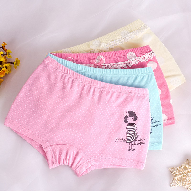 Bộ 2 Quần Lót Boxer Cotton Họa Tiết Hoạt Hình Cho Bé Gái