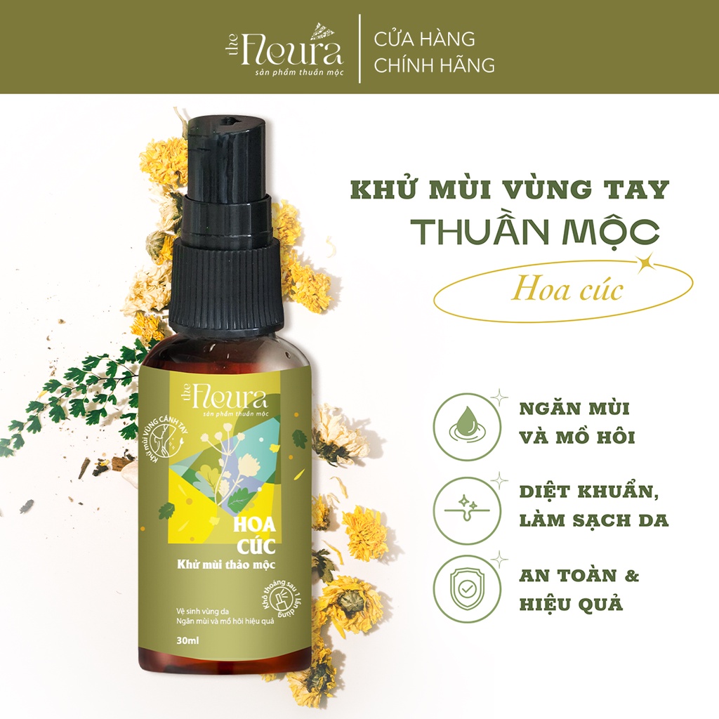Xịt khử mùi hôi nách hoa cúc thảo mộc Fleura Ngăn mùi hôi nách mồ hôi nách 30ml
