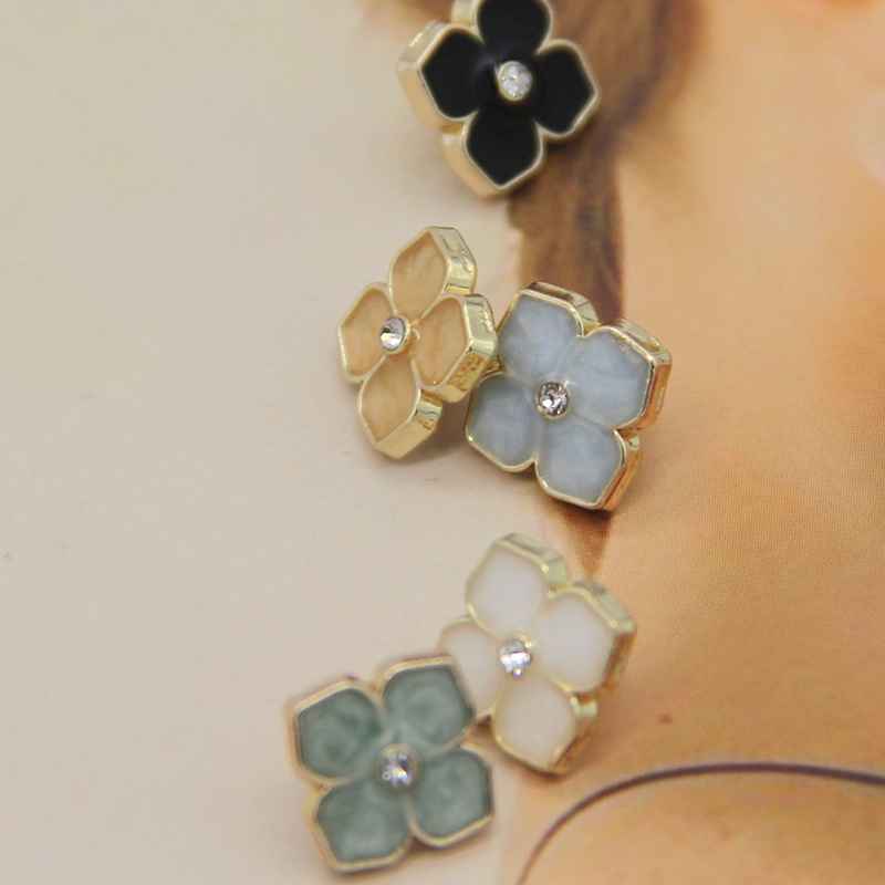 Set 10 Nút Áo Hình Bông Hoa 11mm Bằng Kim Loại Màu Vàng Dành Cho May Vá Thủ Công