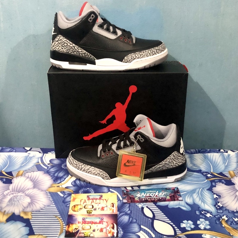 'Giày Cổ Thấp' Nike Air Jordan 3 Retro Black Cement