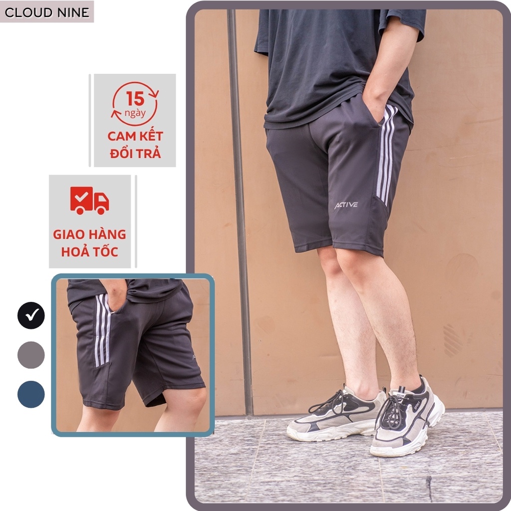 Quần đùi nam unisex chất umi co giãn, quần short nam mặc nhà thể thao - Cloudnine