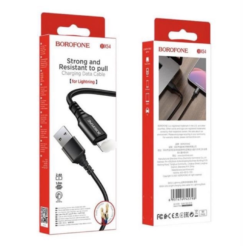 Cáp Sạc Dây Dù Borofone BX54 ipn/Micro/Type-C Chính Hãng 1M Sạc Nhanh Chống Đứt Gãy - Bảo Hành 12 Tháng