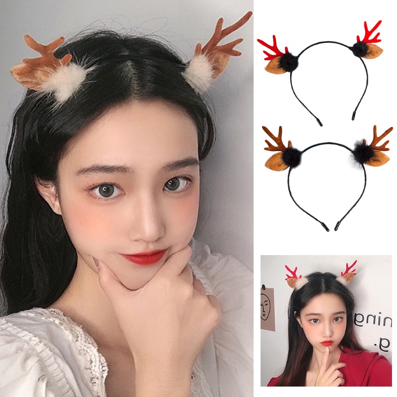 Băng Đô Cài Tóc Hình Sừng Tuần Lộc Giáng Sinh Dễ Thương