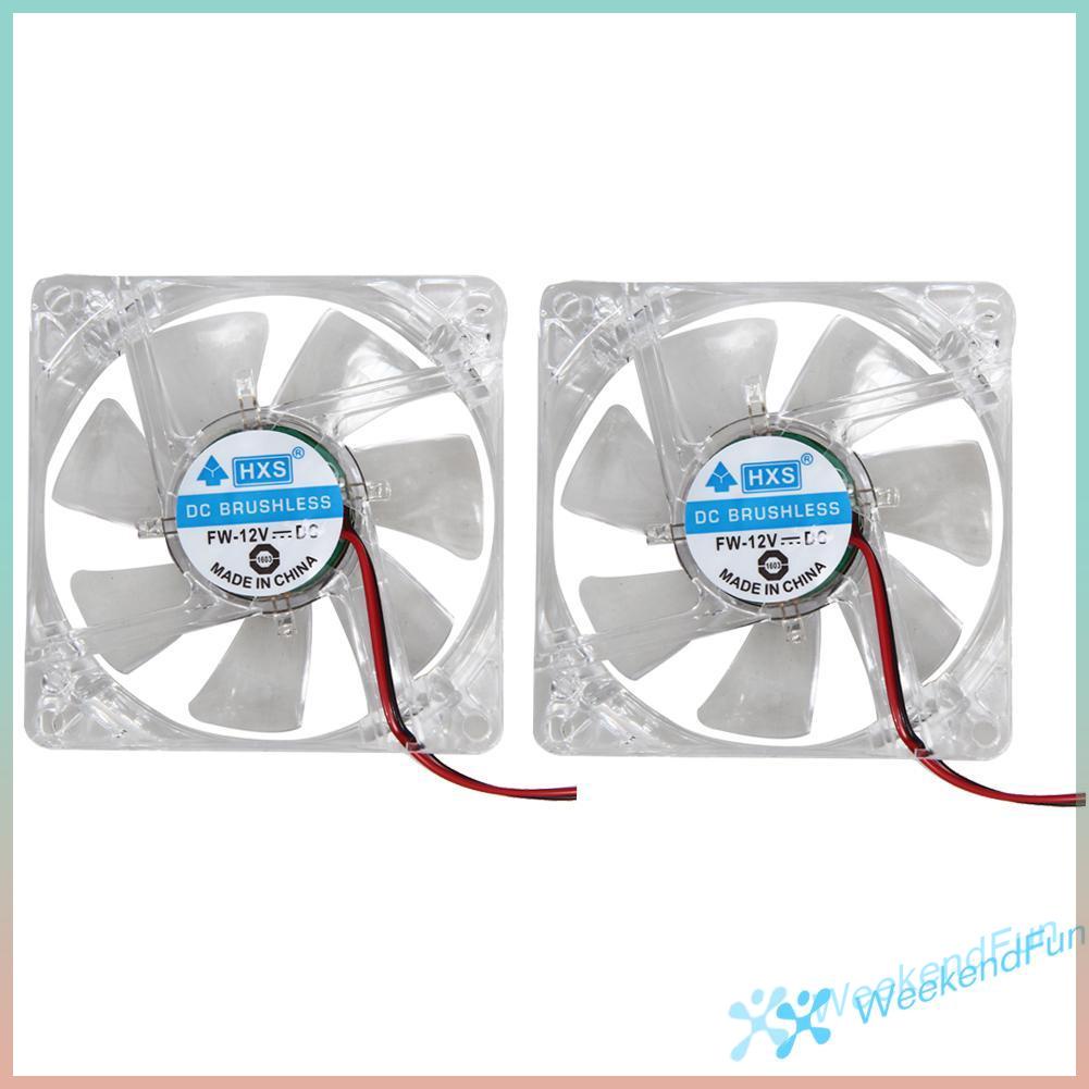 2 Quạt Tản Nhiệt Đèn Led 12v 4pin 80mm 80x25mm Cho Pc Cpu