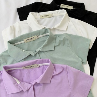 Áo Croptop Polo Nữ Trơn Cổ Bẻ Tay Ngắn Form Ôm Tôn Dáng Phong Cách Hàn Quốc Hot Trend 2026