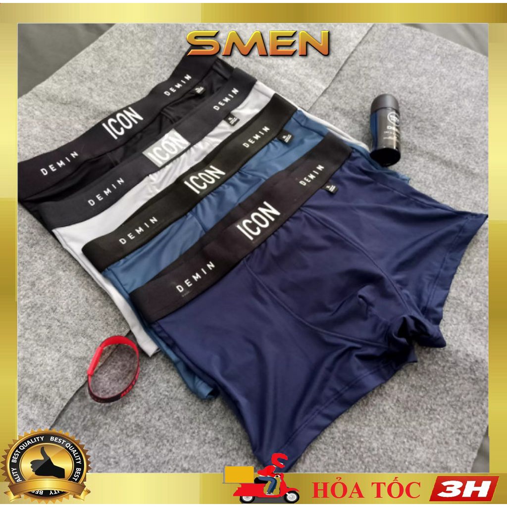 Quần Lót Nam Boxer Thun Lạnh Cotton ICON Co dãn 4 chiều, Quần sịp Nam Cotton Boxer ICON Denim Loại 1 (Che tên) - SMEN