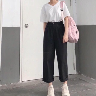 Quần kaki ống rộng
