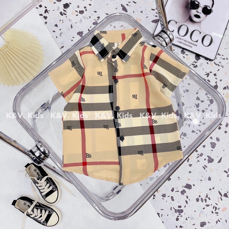 Áo sơ mi lụa tay ngắn bé trai cực cool ngầu size đại