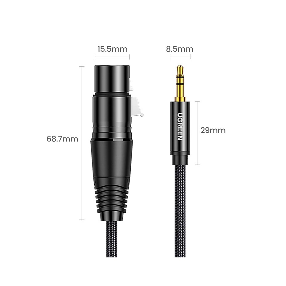 Cáp âm thanh 3.5mm sang Canon  dài 2m Ugreen 20244 - Hàng Chính Hãng