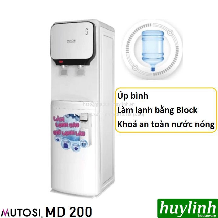 [Mã ELHAMS5 giảm 6% đơn 300K] Cây nước nóng lạnh Mutosi MD-200 - Làm lạnh bằng Block