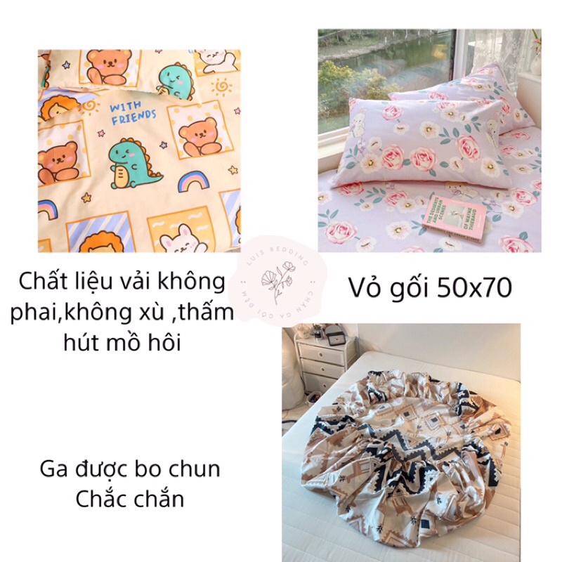 Ga Và 2 Vỏ Gối Cotton Living Chất Siêu Mềm Mát,Thấm Hút Mồ Hôi,Mẫu Đa Dạng Đủ Kích Thước