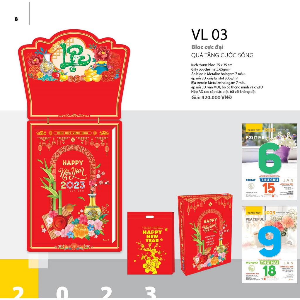 Lịch 2023: VL03 , VL03a Quà Tặng Cuộc Sống