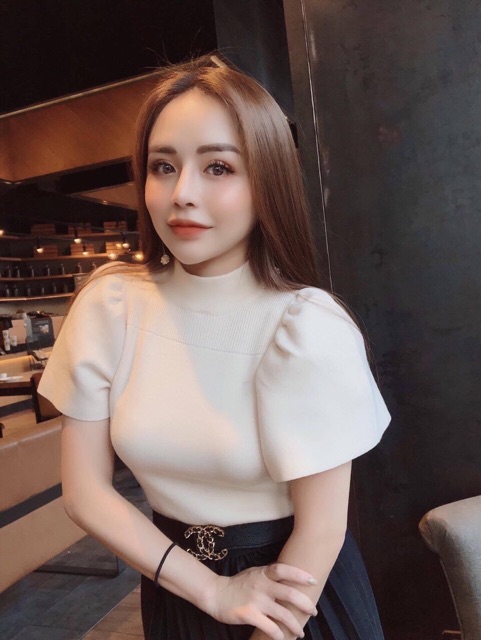 Áo thun gân len tay phồng sang chảnh (video)ch