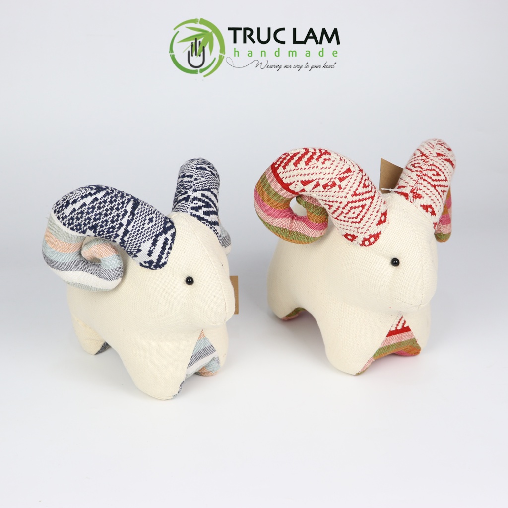 Đồ Chơi Cho Bé Thú Nhồi Bông Hình Dê Vải Thổ Cẩm Dệt Tay Bông Gòn Cao Cấp – Trúc Lâm Handmade