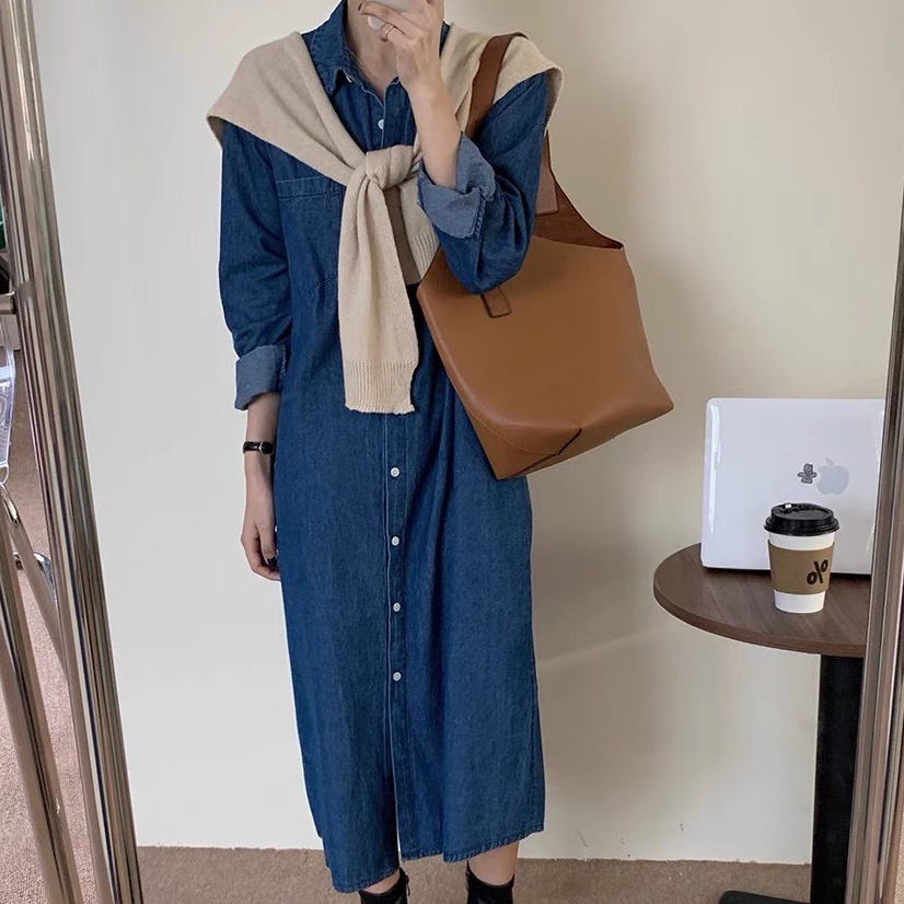 áo Jeans khoác ngoài áo Jeans dài tay dáng dài A17
