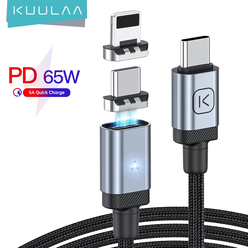 Dây Cáp KUULAA 65W LED USB C Từ Tính 27W Type C Sang Lightning PD Cho Huawei Xiaomi Samsung iPhone 14 13