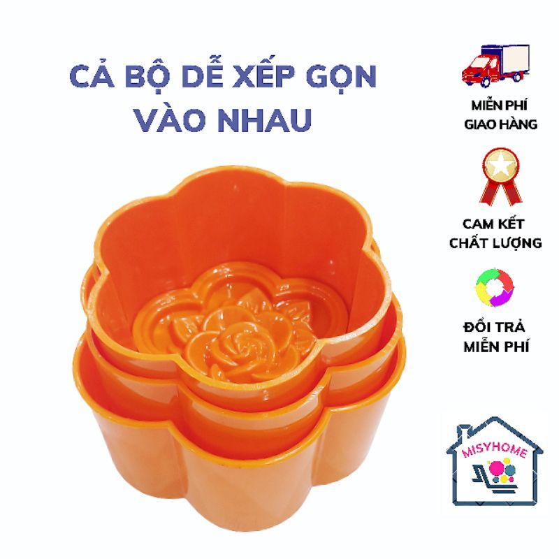 Khuôn ấn xôi hoa hồng nhựa 3 size mai nhỏ mini lớn to đậu làm bánh ngũ sắc vàng Misyhome Song Long Việt Nhật Vĩnh Trường