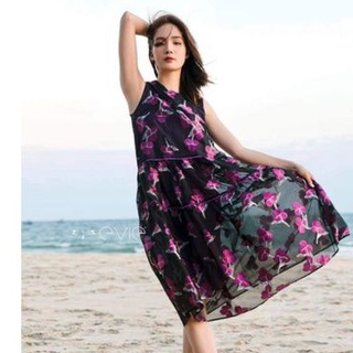 VẢI OVANZA THÊU HOA TÍM Y HÌNH MẪU MẶC, hàng kiện độc lạ, chất xịn, lên váy xinh cực, Ảnh vải của shop chụp