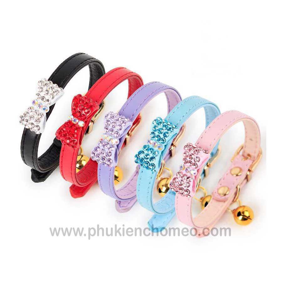 Hanpet.GV- 1230- Panda vòng cổ nơ đính đá cao cấp (- 4711460) vòng cổ chó mèo 3- 7kg