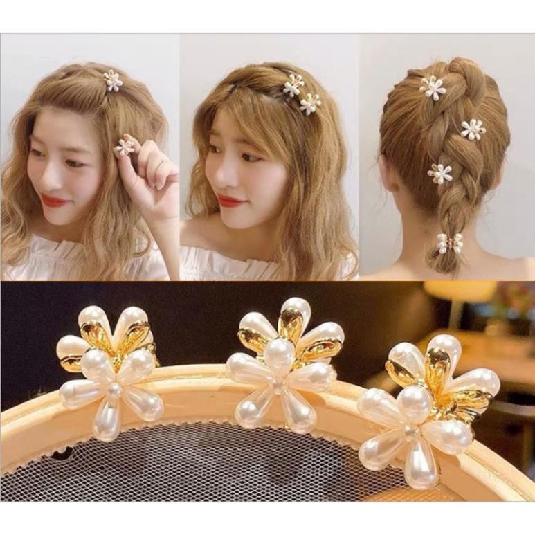 Kẹp Tóc Mái GALANO Kẹp Tóc Hàn Quốc Đính Ngọc Trai Nhân Tạo Hình Hoa Xinh Xắn FA-001237