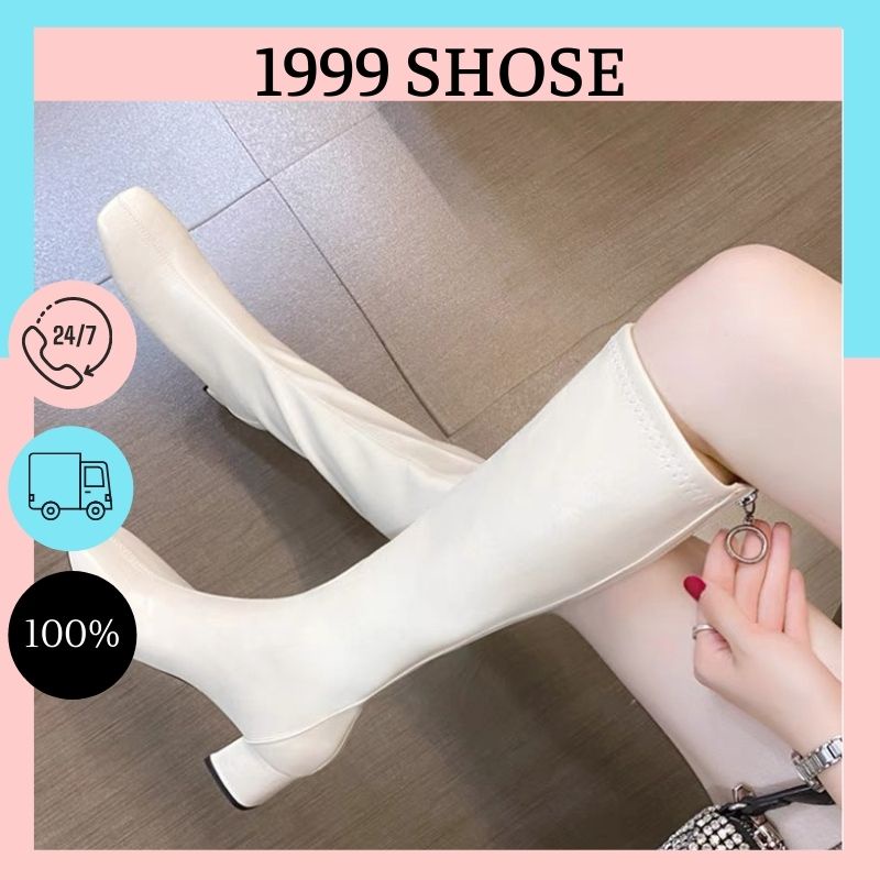 Bốt đùi nữ có khoá kéo đế vuông 5cm -G04