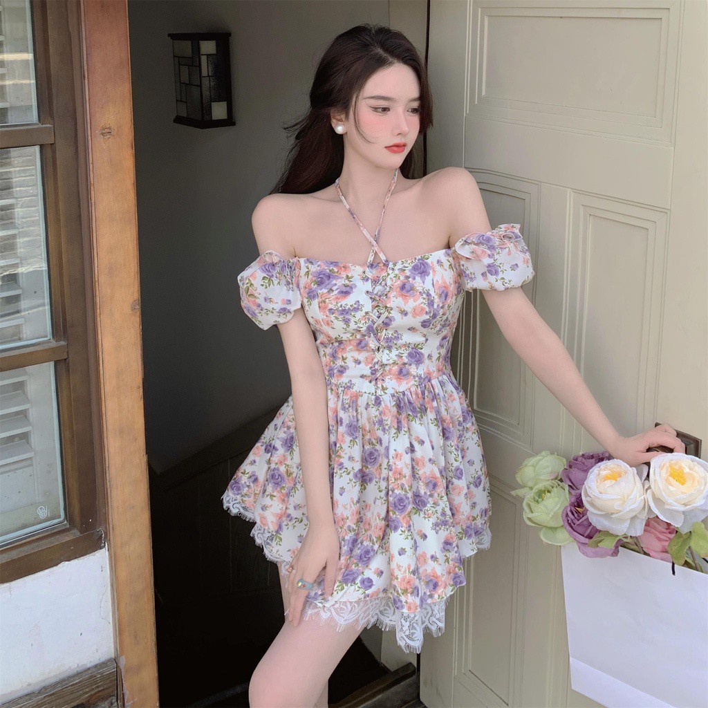 Đầm Hoa Cổ Vuông Tay Phồng Kiểu Dáng Retro Thời Trang Cho Nữ 2 | BigBuy360 - bigbuy360.vn