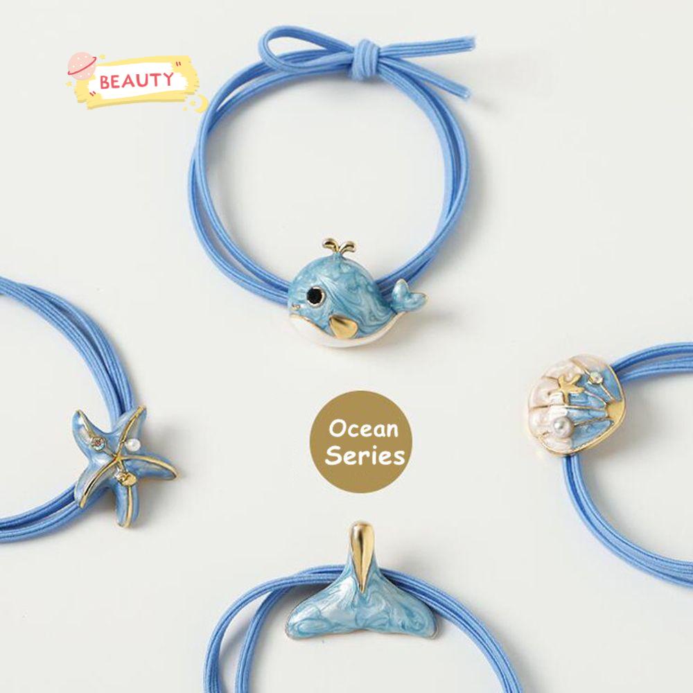 Dây Cột Tóc Cao Su Co Giãn Hình Biển/Cá Voi/Sao Biển Thời Trang