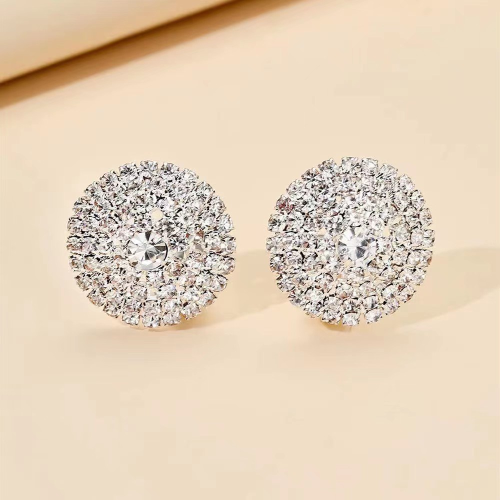 Đôi Khuyên Tai Tròn Đính Đá Thời Trang Cho Nữ