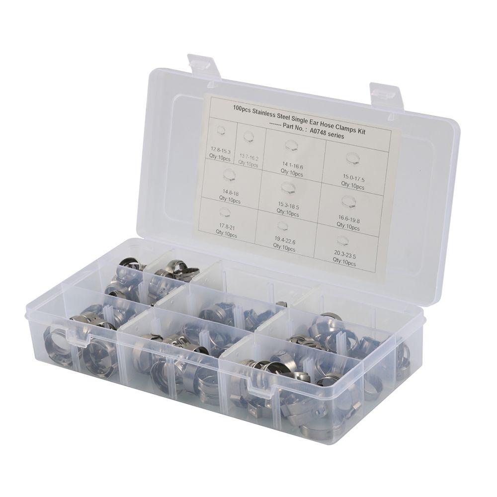 Hộp 100 Kẹp Ống Bằng Thép Không Gỉ 12.5-23.5mm