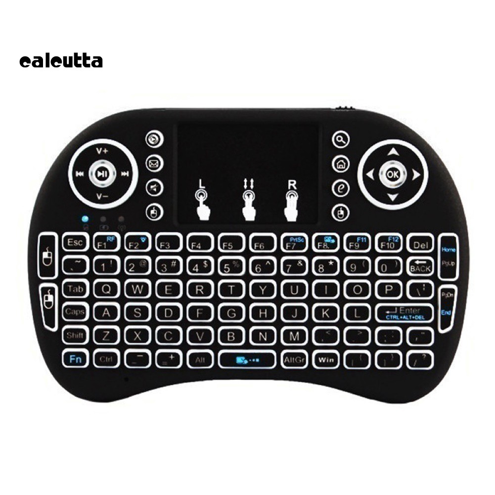 ✡COD✡3 Colors Backlight Mini Rechargeable 2.4GHz Wireless Keyboard with Touchpad