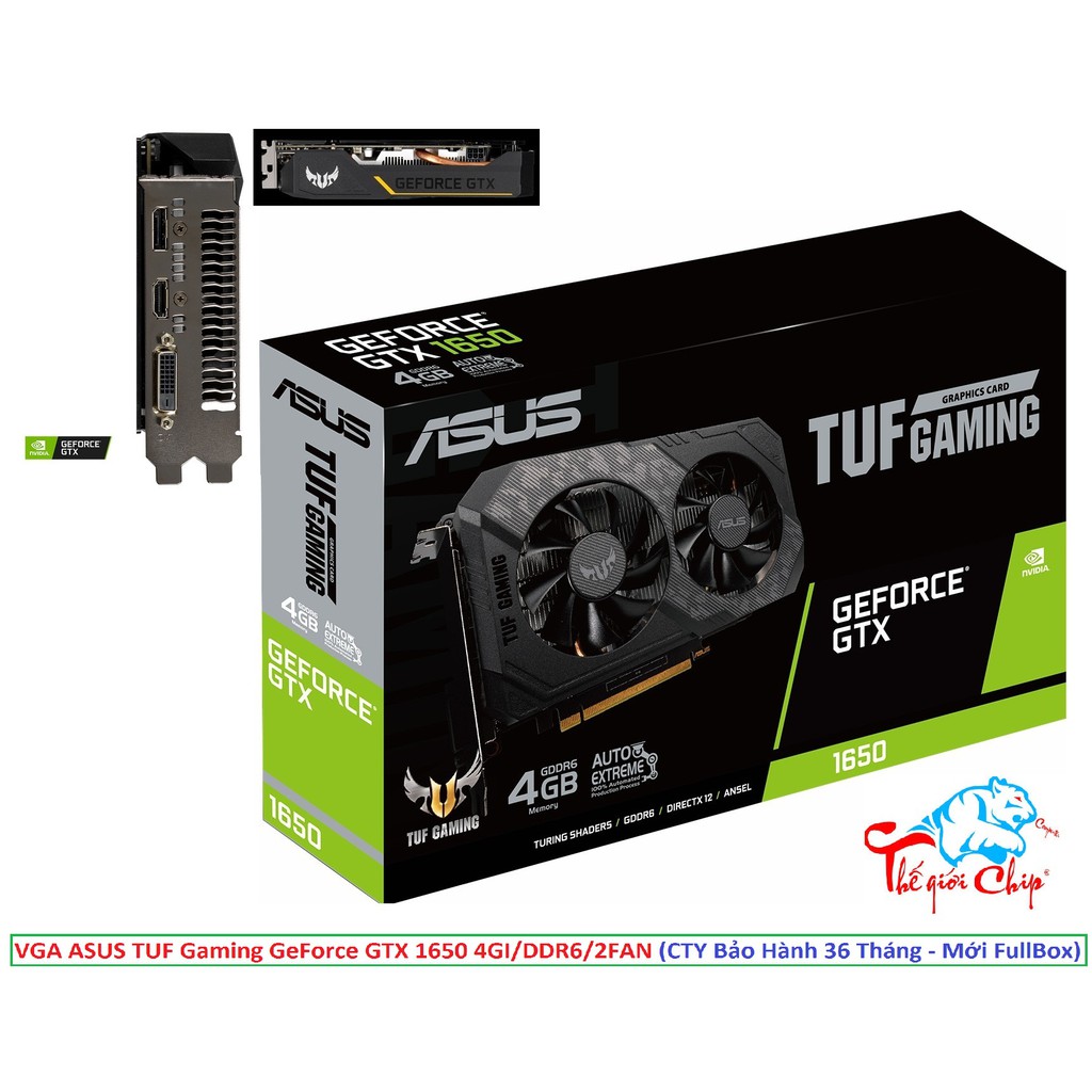 VGA (Cạc màn hình)  ASUS TUF Gaming GeForce GTX 1650 4GI/DDR6/2FAN (CTY Box-3 Năm)