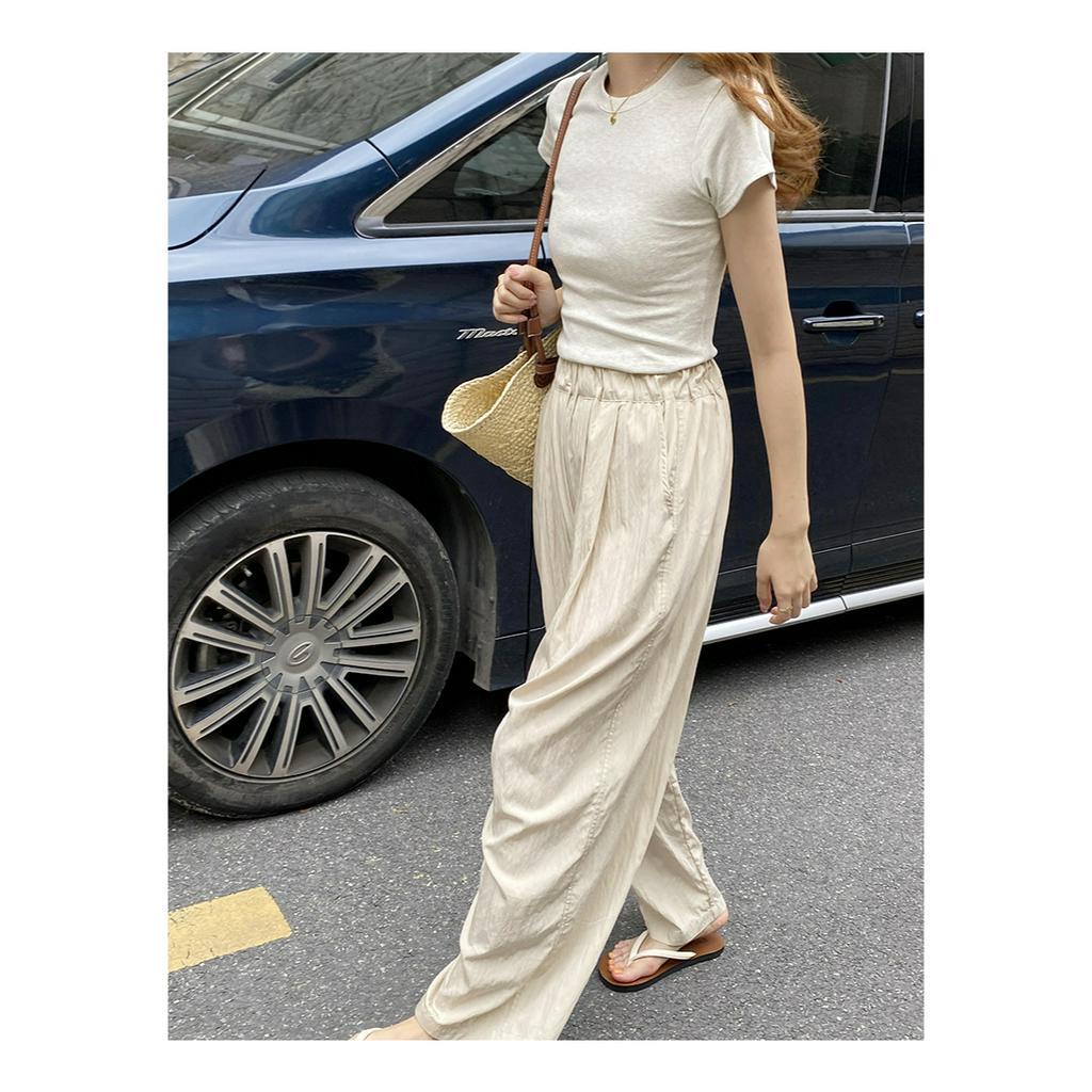 Áo Thun Tay Ngắn Cổ Tròn Dáng Ôm Thời Trang Cho Nữ 63894