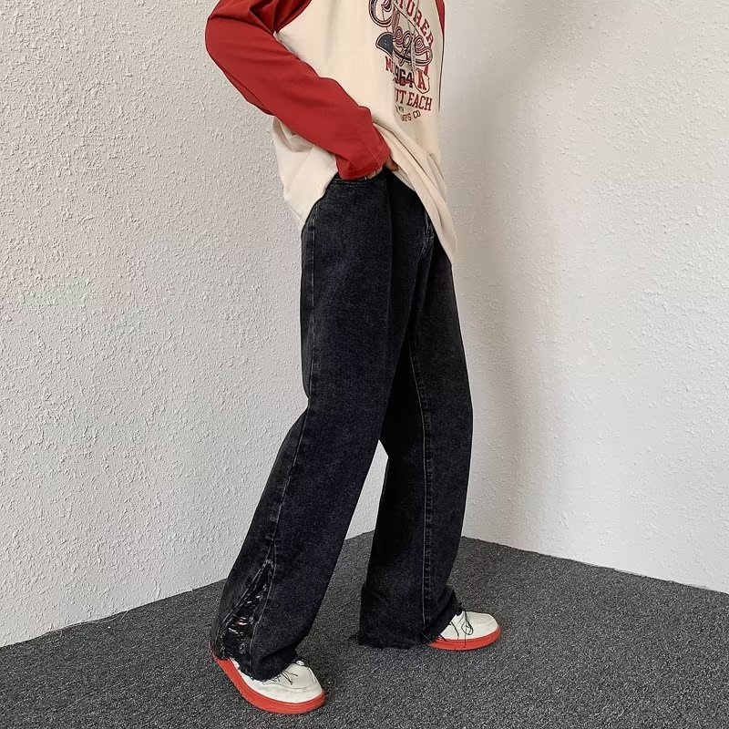 Quần Jean Dài Màu Sắc Đơn Giản Phong Cách Hip Hop Hàn Quốc Thời Trang Cho Nam Size S-3XL