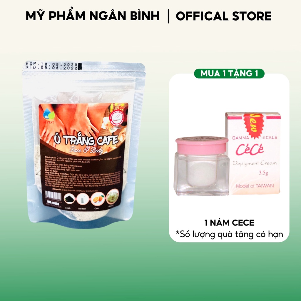 Ủ trắng cà phê MPĐT 100gr tẩy da chết,tắm trắng mặt và body toàn thân