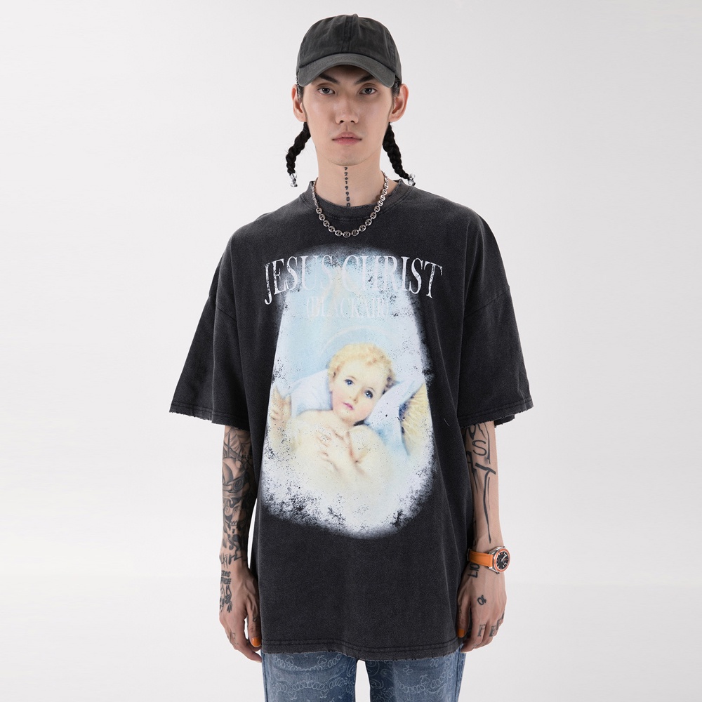 Áo phông thun oversize washed Made Extreme Jesus christ nam nữ 2 màu Đen, Trắng