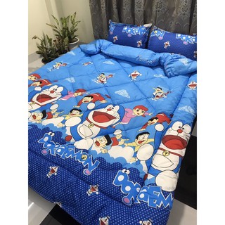 Bộ Chăn Phao Ga Gối Poly mẫu doremon nobita