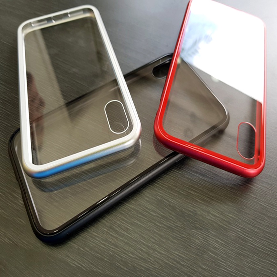 Ốp 2 Mặt Kính Cường Lực Trong Suốt - Ốp Nam Châm Cường Lực - Chống Xước Chống Va Đập Cho IPhone Xsmax XS X XR 7plus 8