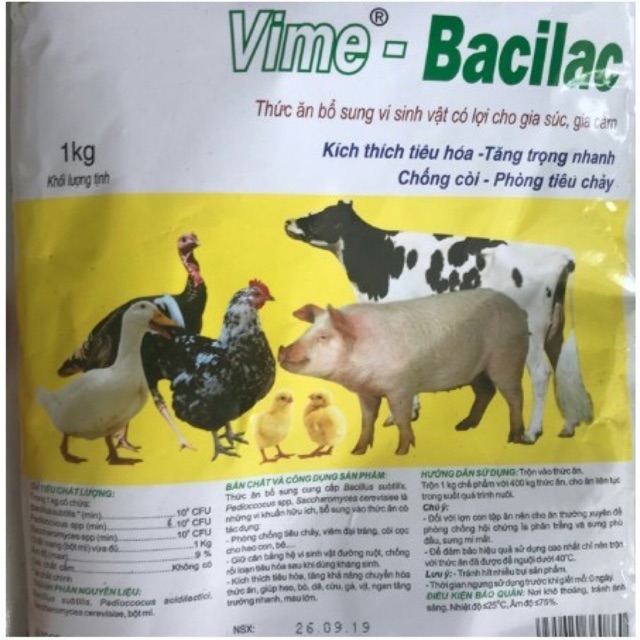 [gói 1 kg] Vime-BACILAC Men tiêu hóa cao cấp Tăng trọng-Chống còi-Phòng tiêu chảy cho gia súc, gia cầm