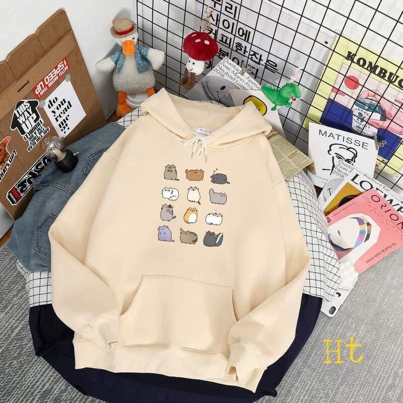 Áo hoodie mười hai mèo HT11, Áo nỉ Unisex from rộng, Chất nỉ ấm mặc không xù, thiết kế phong cách - MODY