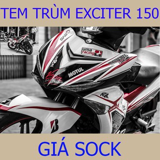 Tem Trùm Exciter 150 Trắng Đỏ Motocross Thể Thao Chất