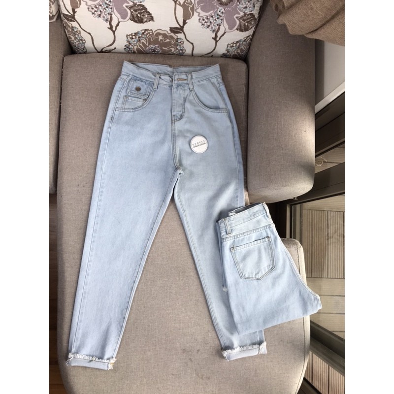 Quần jean baggy cạp cao quảng châu màu nhạt MS1HA1 | BigBuy360 - bigbuy360.vn