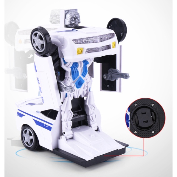 Đồ Chơi Mô Hình Xe Hơi Cảnh Sát Biến Hình Robot Xài Pin Phát Nhạc quà tặng cho bé