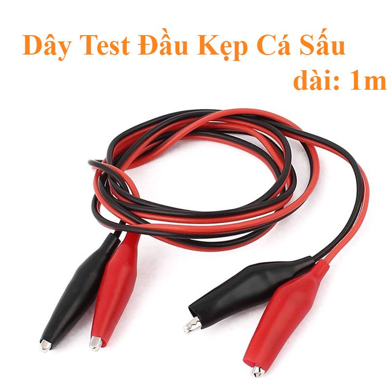 Dây Test 2 Đầu Kẹp Cá Sấu dài 1m (1 cặp dây đỏ & đen)