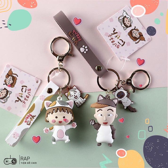 Móc khóa, móc túi hoạt hình Maruko cute dễ thương dùng làm quà tặng, dây treo balo túi xách ví cầm tay  - Ráp