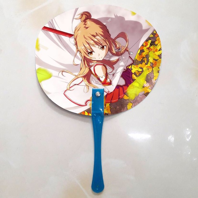 Quạt Asuna Sinon sword art online in 2 mặt ảnh khác nhau màu cán ngẫu nhiên